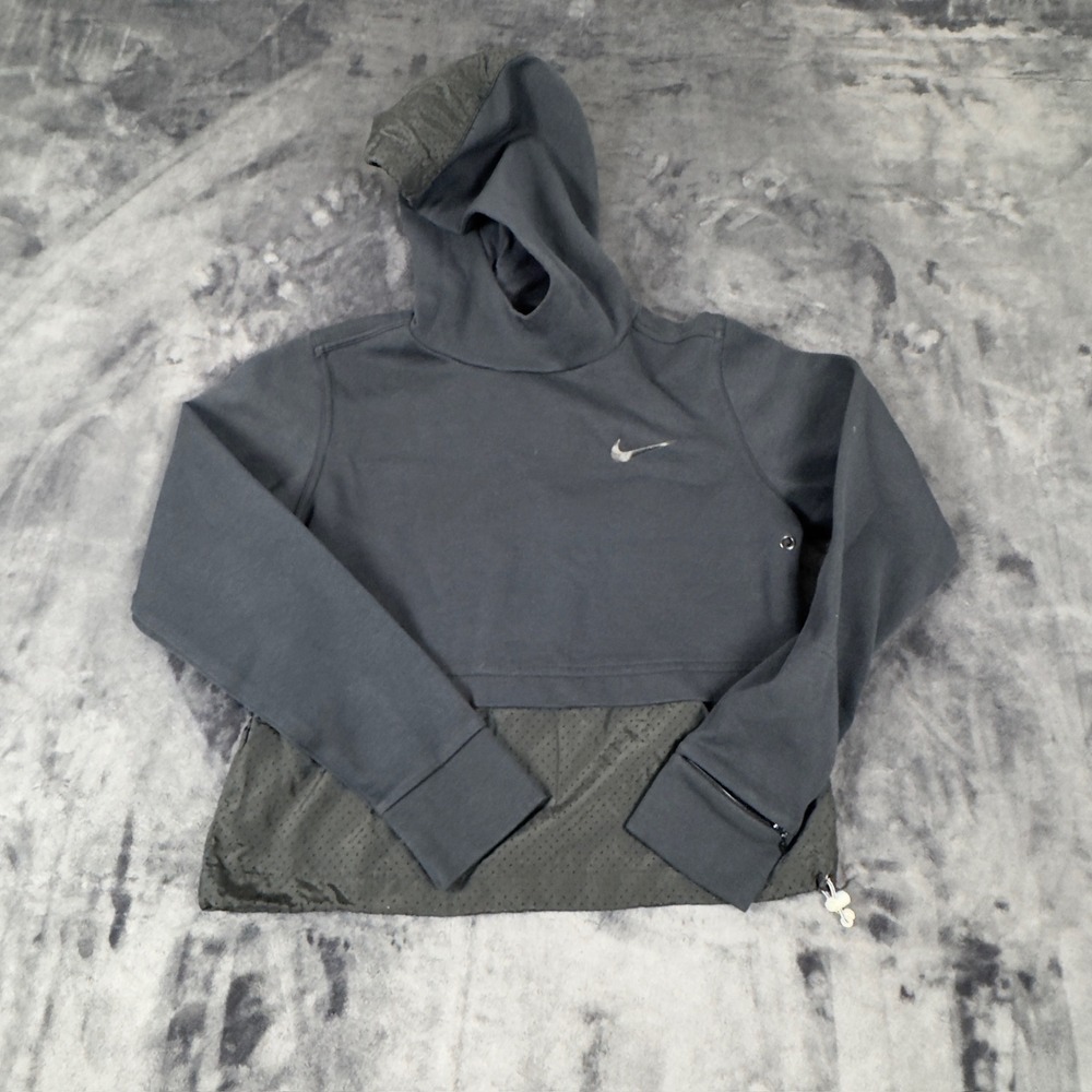 Nike Hoodie Womens XS Black Mesh Mixā Media Pullover Sweatshirt 2546